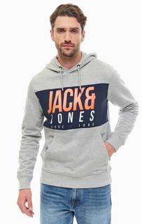 Хлопковая толстовка с карманом-кенгуру и капюшоном Jack & Jones