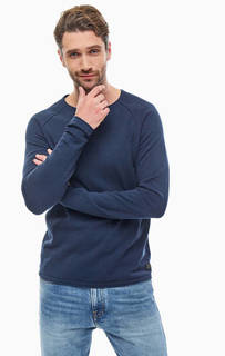 Синий хлопковый джемпер с круглым вырезом Jack & Jones