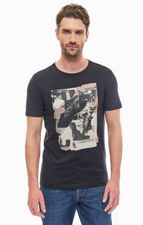 Черная хлопковая футболка с принтом Jack & Jones