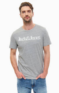 Футболка серого цвета с принтом Jack & Jones