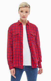 Красная хлопковая рубашка в клетку Lee