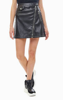 Черная юбка с косой молнией и металлическим декором Pinko