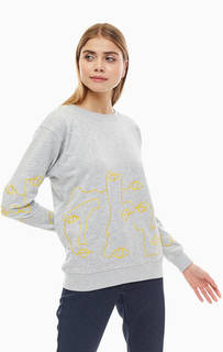 Хлопковый свитшот с оригинальной вышивкой Only