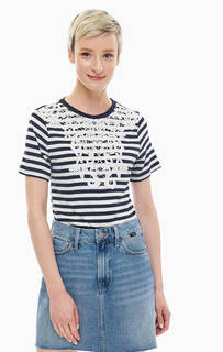 Футболка в полоску с кружевной нашивкой Vero Moda