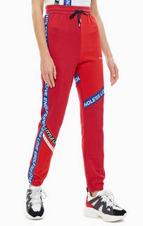 Бордовые брюки с декоративной отделкой Pinko