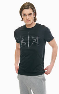 Черная футболка из хлопка с логотипом бренда Armani Exchange