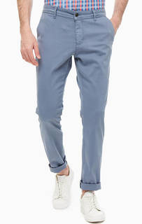Хлопковые брюки чиносы синего цвета Lerros