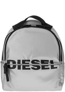 Текстильный серебристый рюкзак с одним отделом на молнии Diesel
