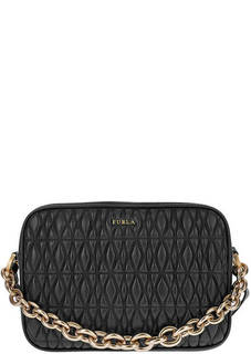 Черная кожаная сумка с одним отделом на молнии Cometa Furla