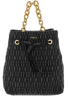 Черная кожаная сумка-торба Cometa с золотистой фурнитурой Furla