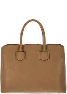 Коричневая кожаная сумка с дополнительным плечевым ремнем Alba Furla