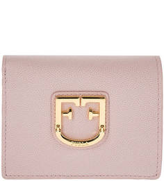 Розовый кожаный кошелек с металлическим декором Belvedere Furla