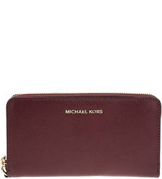 Кожаный кошелек на молнии Wristlets Michael Michael Kors