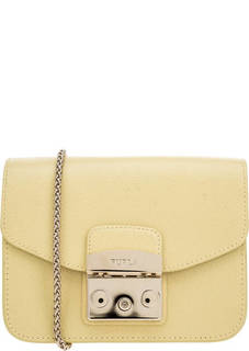 Желтая кожаная сумка с одним отделом Metropolis Furla
