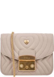 Маленькая кожаная сумка с металлическим декором Metropolis Furla