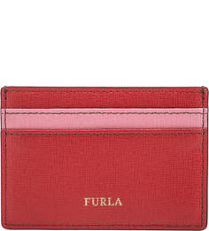 Красная визитница из натуральной кожи Babylon Furla