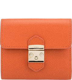 Кожаный кошелек оранжевого цвета Metropolis Furla