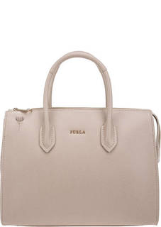 Кожаная сумка бежевого цвета с одним отделом Pin Furla