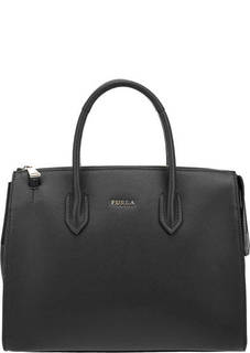 Кожаная сумка черного цвета с одним отделом Pin Furla