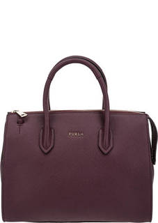 Кожаная сумка фиолетового цвета с одним отделом Pin Furla