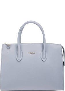 Кожаная сумка голубого цвета с одним отделом Pin Furla