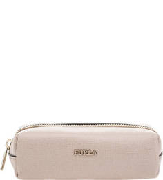 Бежевая кожаная ключница на молнии Babylon Furla