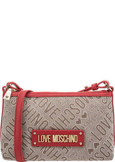Маленькая текстильная сумка на молнии Love Moschino