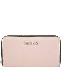 Розовый кошелек с двумя отделами для купюр Love Moschino