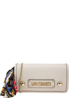 Клатч с откидным клапаном молочного цвета Love Moschino