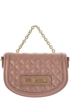 Розовая стеганая сумка с откидным клапаном Love Moschino
