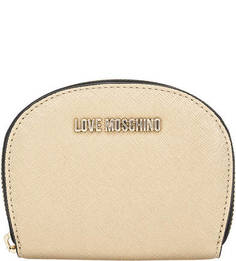 Золотистый кошелек на молнии Love Moschino