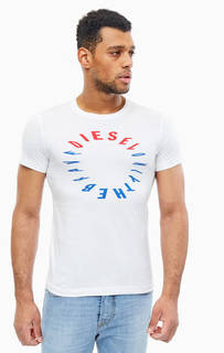 Белая хлопковая футболка Diesel