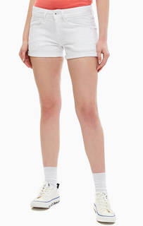 Короткие джинсовые шорты белого цвета Pepe Jeans