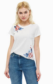 Белая футболка с вышивкой Pepe Jeans