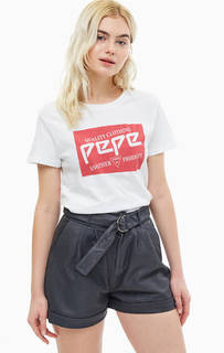 Хлопковая футболка белого цвета с принтом Pepe Jeans