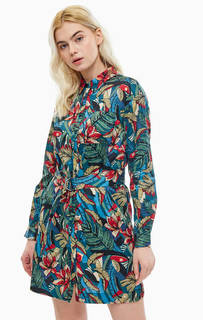Короткое хлопковое платье-рубашка с поясом Pepe Jeans