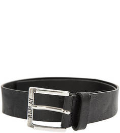 Широкий кожаный ремень с серебристой пряжкой Replay