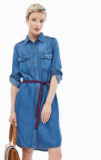 Синее платье-рубашка с отложным воротничком Kocca