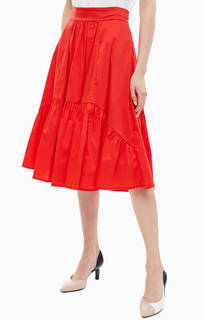 Расклешенная юбка из хлопка красного цвета Kocca