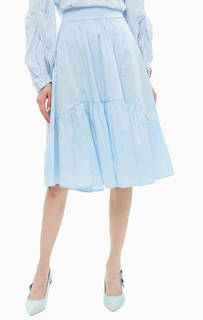 Расклешенная юбка из хлопка голубого цвета Kocca