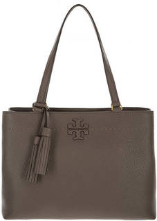 Кожаная сумка с двумя отделами и брелоком Tory Burch