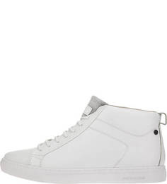 Высокие кожаные кеды белого цвета Jack & Jones