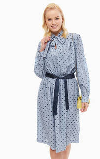 Синее платье в горошек с расклешенной юбкой Silvian Heach