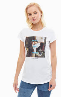 Хлопковая белая футболка с принтом Silvian Heach
