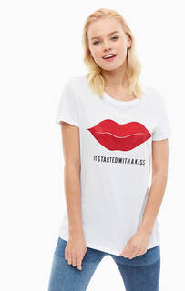 Хлопковая футболка с декором из страз Silvian Heach