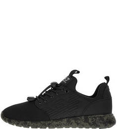 Летние кроссовки черного цвета на шнуровке EA7