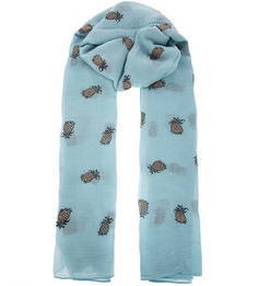 Палантин голубого цвета с оригинальным декором Eleganzza