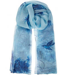 Шелковый палантин голубого цвета Eleganzza