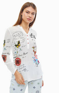 Блуза белого цвета с длинными рукавами Desigual