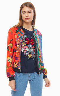 Легкая разноцветная куртка-бомбер на молнии Desigual